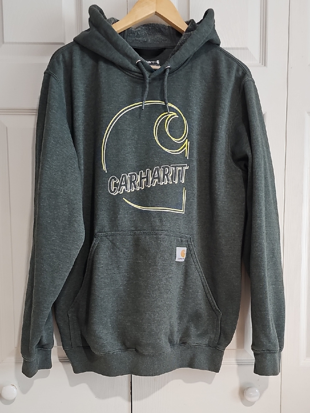🧥 Carhartt Loose Fit Hoodie | Gray Logo Pullover | Size M